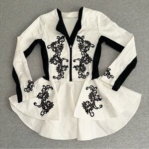 Tenth House Peplum Dance Costume Jacket Women's MA Black White Lace Suit Jacket